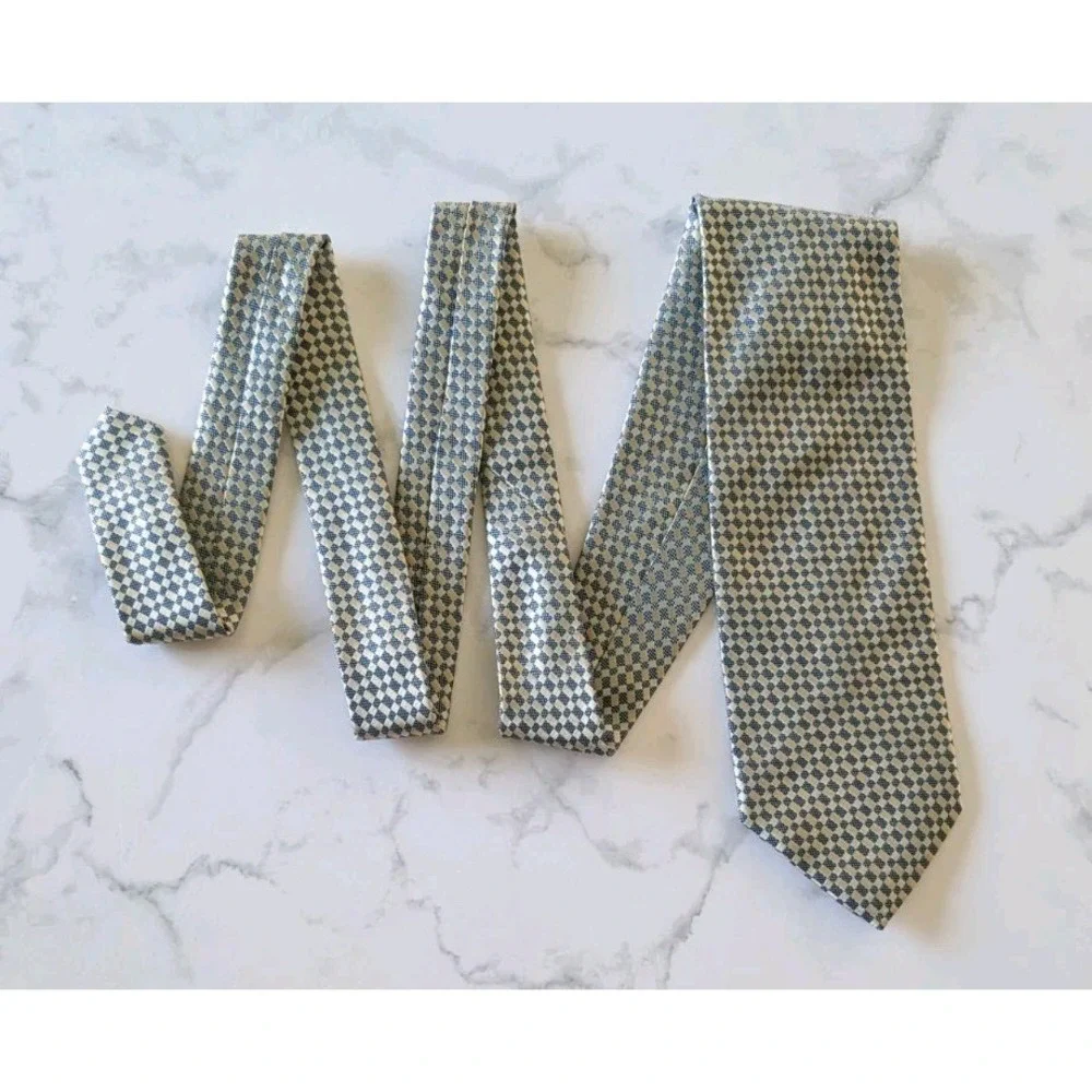 Bergamo NY Hand Made 100% Polyester Men's Designer X-Long Tie Jacquard Blue